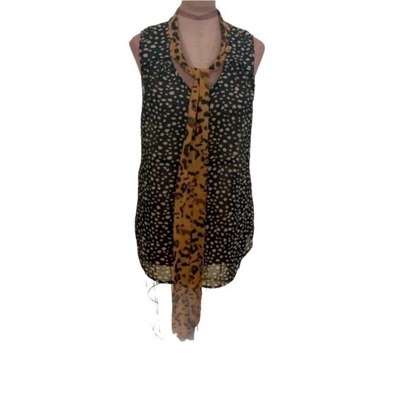 DANIEL Rainn Animal Print Blouse.  Tan & Black. Size S - Picture 1 of 11